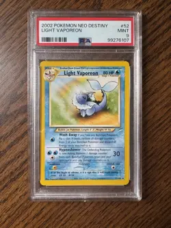 PokÃ©mon TCG Light Vaporeon Neo Destiny 52 GRADED PSA 9 Card - Image 1