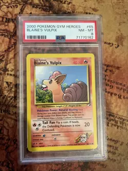 Blaine's Vulpix 65/132 2000 Gym Heroes Pokemon Card Vintage WOTC PSA 8 - Image 1