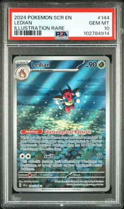 Pokemon TCG Ledian 144/142 2024 Stellar Crown Illustration Rare Card - PSA 10 - Image 1