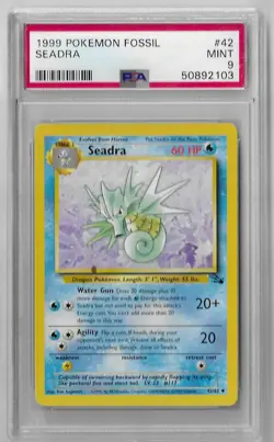 Pokemon TCG Seadra Fossil Card 42/62 Unlimited PSA Graded 9 MINT - Image 1