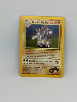 Pokemon Card Brock's Rhydon 2/132 Gym Heroes HOLO SWIRL RARE - PL - Image 2