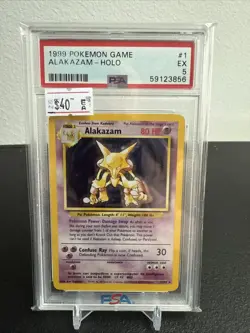Alakazam 1/102 PSA 5 Base Set Holo Rare Pokemon Card - Image 1