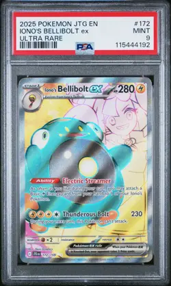 IONO'S BELLIBOLT EX 172 POKEMON JTG EN-JOURNEY TOGETHER ULTRA RARE PSA 9 MINT - Image 1