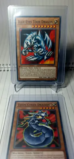 Konami Yugioh TCG, Blue-Eyes Toon Dragon & Toon Cyber Dragon, 1st Edition, NM - Image 1