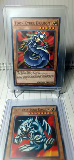 Konami Yugioh TCG, Blue-Eyes Toon Dragon & Toon Cyber Dragon, 1st Edition, NM - Image 2