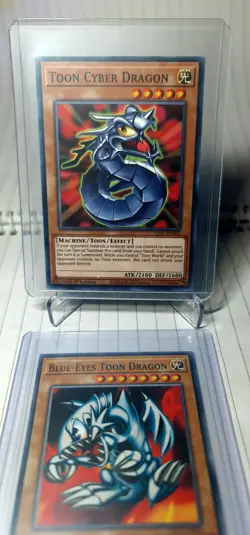 Konami Yugioh TCG, Blue-Eyes Toon Dragon & Toon Cyber Dragon, 1st Edition, NM - Image 4