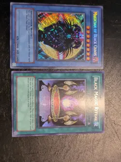 Yu-Gi-Oh SECRET RARE MAGICIAN OF BLACK CHAOS + BLACK ILLUSION RITUAL PP01 NM/VLP - Image 8