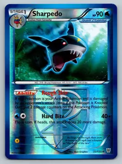 Pokemon 2012 Moderate Play Sharpedo 33/135 Plasma Storm REVERSE Card - Image 1