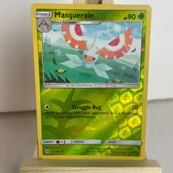 Masquerain 008/149 Sun & Moon Base Set Reverse Holo Rare Pokemon Light Play+ - Image 1