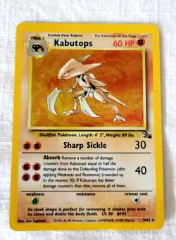 KABUTOPS 9/62 Fossil Holo Pokemon Card Rare Fossil Original Set Excellent - Image 1