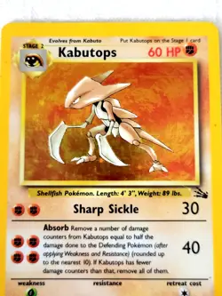 KABUTOPS 9/62 Fossil Holo Pokemon Card Rare Fossil Original Set Excellent - Image 2