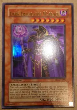 YUGIOH Ultra Rare Dark Eradicator Warlock SD6-EN001 1st Edition - Image 1