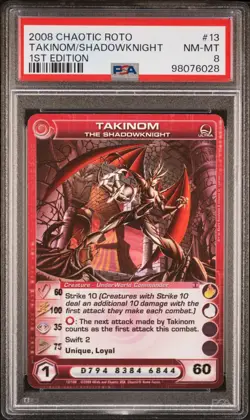 PSA 8 TAKINOM THE SHADOWKNIGHT - Minimum E - Max C & P - Ultra Rare Chaotic Card - Image 3