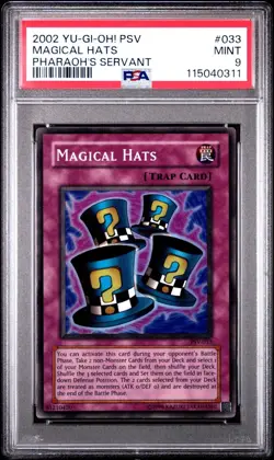 2002 Yu-Gi-Oh! Magical Hats Pharaoh's Servant PSV Unlimited Super Rare PSA 9 - Image 1