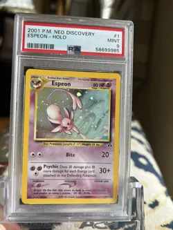 Espeon Neo Discovery 1/75 Holo PSA 9 Pokemon Card 2001 Mint - Image 2