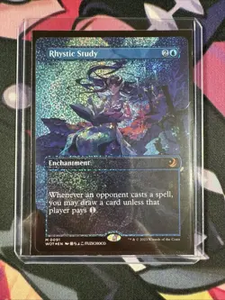 MTG Rhystic Study ~ Anime Borderless ~ Confetti Foil - NM - Image 1