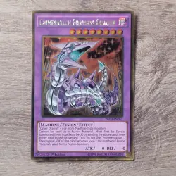 YuGiOh Chimeratech Fortress Dragon PGL3-EN057 1996 1st Edition Premium Gold Card - Image 1