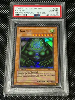 YUGIOH PSA 10 2002 Kazejin MRD-026 Super Rare 1st Edition *0660 - Image 1