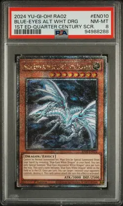 2024 1ST ED-QUARTER CENTURY SECRET RARE BLUE-EYES ALTERNATIVE WHITE DRAGON PSA 8 - Image 1