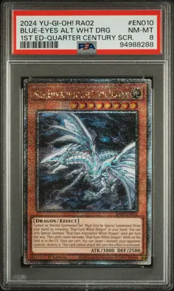 2024 1ST ED-QUARTER CENTURY SECRET RARE BLUE-EYES ALTERNATIVE WHITE DRAGON PSA 8 - Image 3