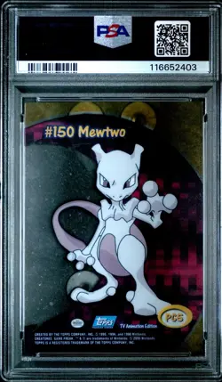 2000 TOPPS POKEMON TV ANIMATION CLEAR CARDS #PC5 MEWTWO PSA 9 - Image 2