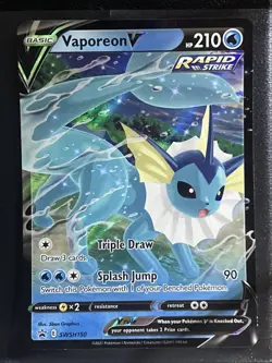 Pokémon TCG Vaporeon v SWSH150 Black Star Promo Holo Card NM Condition - Image 1
