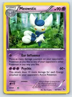 Meowstic Flashfire 43/106 Cracked Ice Holo Rare Deck Exclusive Pokemon Card - Image 1