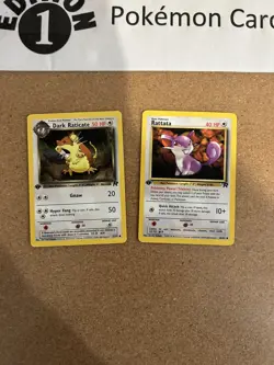 Dark Raticate + Rattata 1st Edition Pokémon Card Lot Vintage WOTC - Image 3