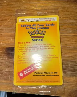 Sealed Dragonite Pokemon The First Movie WB Promo Black Star 1999 Card WOTC New - Image 3