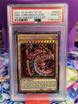 2021 YU-GI-OH! 1ST ED. URIA, LORD OF SEARING FLAME TIN OF ANCIENT BATTLES PSA 10 - Image 3