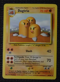 Dugtrio - #19 Pokemon Base Set - Lightly Played - Image 1