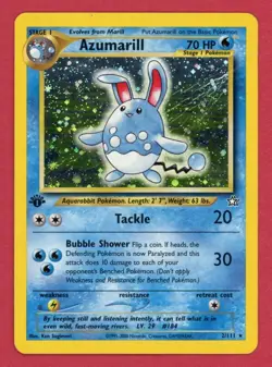 Azumarill - 2000 Pokemon Neo Genesis 1st Edition Holo 2/111 - Heavy Damage - Image 1