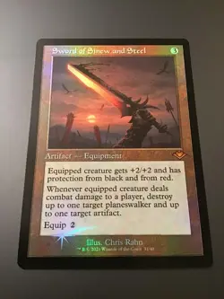 MTG Modern Horizons #228 Sword of Sinew and Steel Retro Frame Foil NM - Image 1