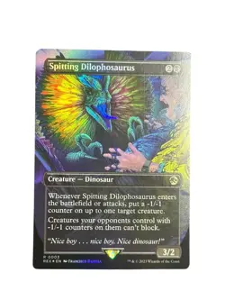 MTG Foil Spitting Dilophosaurus (Borderless) REX #0003 - Image 1