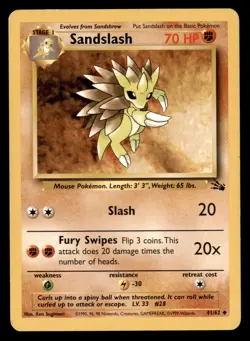 Pokemon Card Sandslash Fossil 41/62 EXCELLENT Non-Holo Uncommon TCG!!!!!!!!!!!!! - Image 2