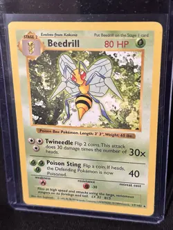 Pokemon 1999 Beedrill Base Set (Shadowless) Rare 17/102 - Image 5