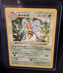 Pokemon 1999 Beedrill Base Set (Shadowless) Rare 17/102 - Image 7