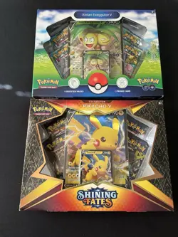Lot Of Pokemon TCG: Shining Fates Pikachu V & Pokemon GO Alolan Exeggutor Box - Image 1