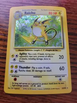 NM Raichu 14/102 -  Base Set Unlimited - WOTC Holo Rare Pokemon Card - Vintage - Image 11