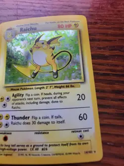 NM Raichu 14/102 -  Base Set Unlimited - WOTC Holo Rare Pokemon Card - Vintage - Image 13