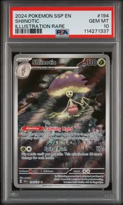 Pokemon Shiinotic 194 PSA 10 -  GEM MINT - SSP EN Illustration Rare - Image 3