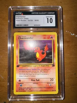 Charmander - 1st Edition TEAM ROCKET (2000) 50/82 GRADE 10 GEM MINT POKEMON CARD - Image 1