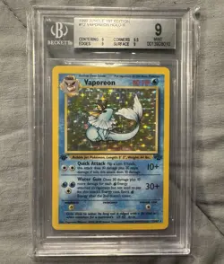 First Edition 1999 Pokémon Vaporeon #12 Holo GRADED BGS 9 Mint Beckett Subs - Image 2