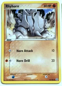 2x Rhyhorn 62/106 & Rhydon 19/106 Pokemon Cards - 2005 Ex Emerald (1) - Image 2