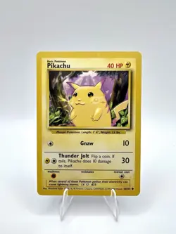 Pokemon Pikachu 58/102 Yellow Cheeks MP Non-Holo Card, WOTC Base Set - Image 1