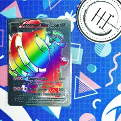 PokÃ©mon Copperajah VMax Silver Foil Holo Textured Fan Art Card Nintendo - Image 1