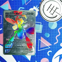 PokÃ©mon Scizor VMax Silver Foil Holo Textured Fan Art Card Nintendo - Image 1