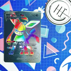 PokÃ©mon Glaceon VMax Silver Foil Holo Textured Fan Art Card Nintendo - Image 1