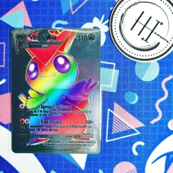 PokÃ©mon Victini VMax Silver Foil Holo Textured Fan Art Card Nintendo - Image 1