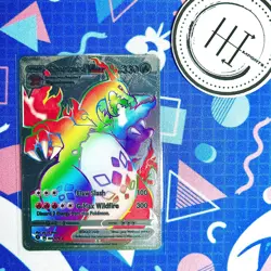 PokÃ©mon Charizard VMax Silver Foil Holo Textured Fan Art Card Nintendo - Image 1